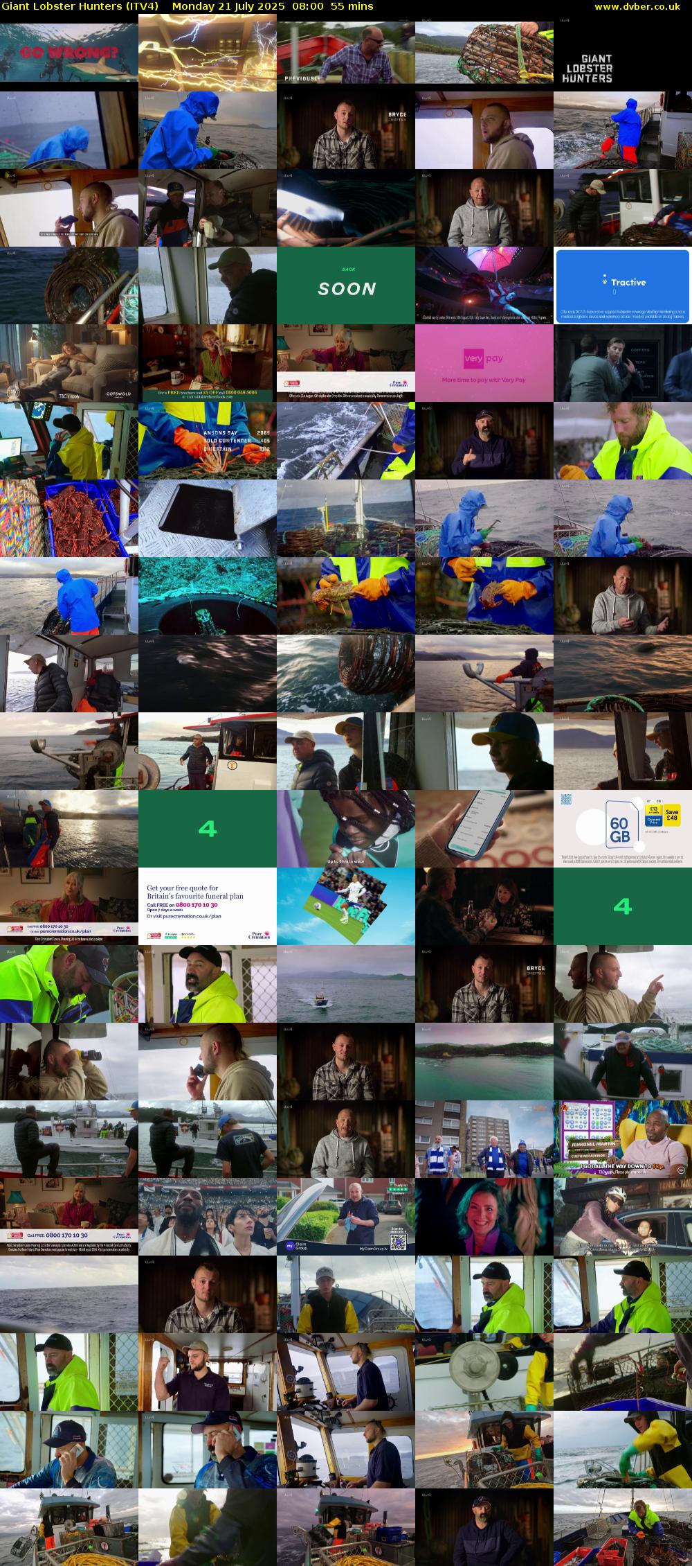 Giant Lobster Hunters (ITV4) Monday 21 July 2025 08:00 - 08:55