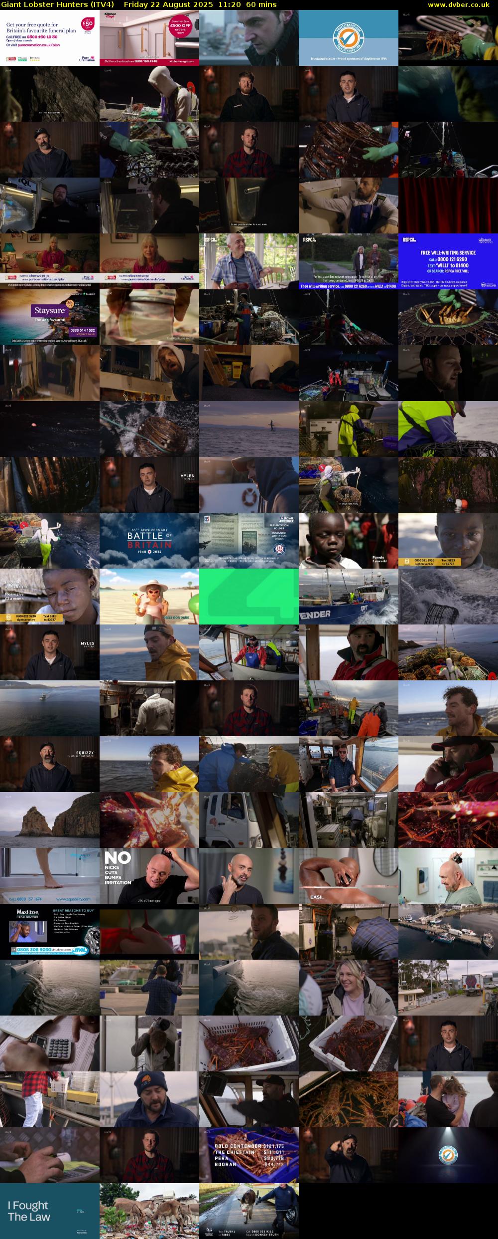 Giant Lobster Hunters (ITV4) Friday 22 August 2025 11:20 - 12:20