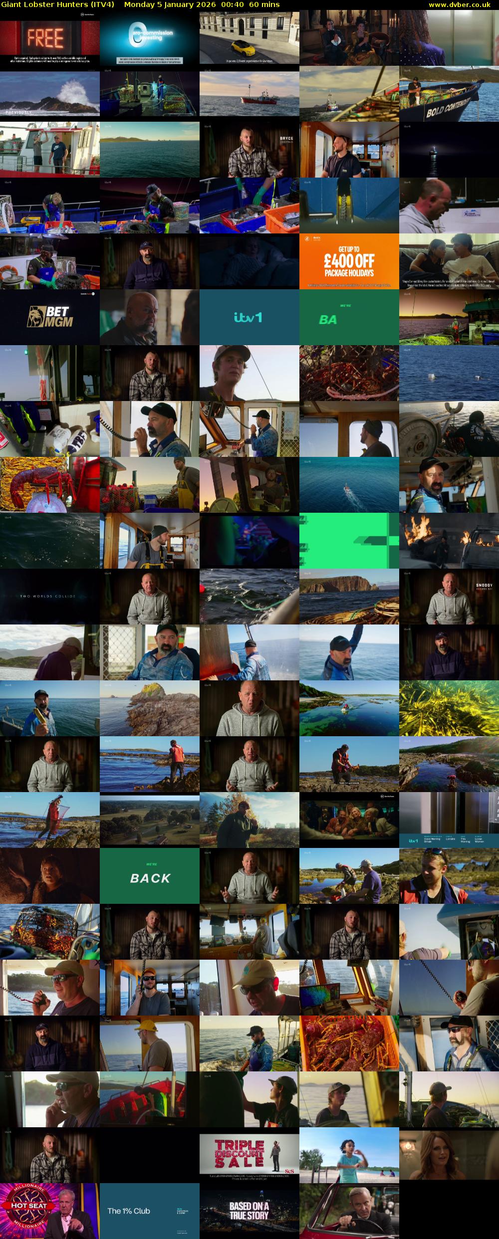 Giant Lobster Hunters (ITV4) Monday 5 January 2026 00:40 - 01:40