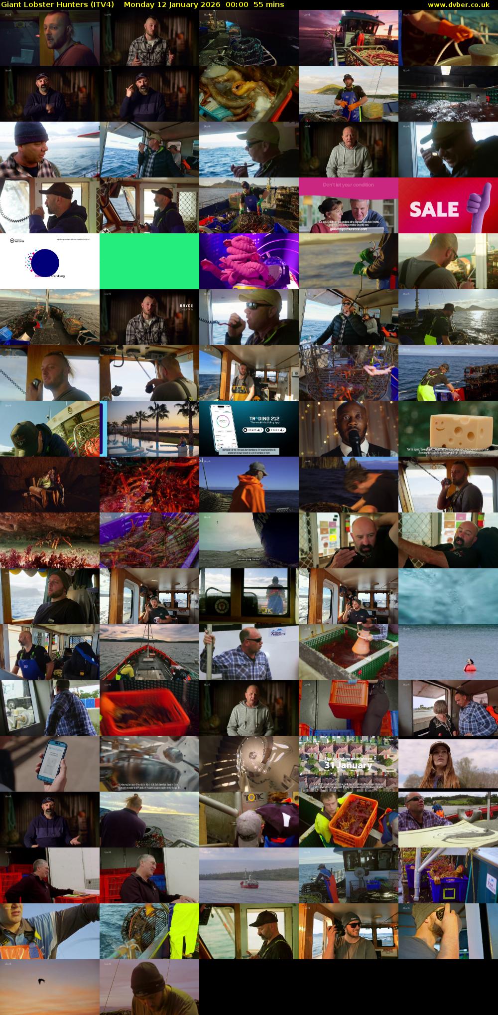 Giant Lobster Hunters (ITV4) Monday 12 January 2026 00:00 - 00:55
