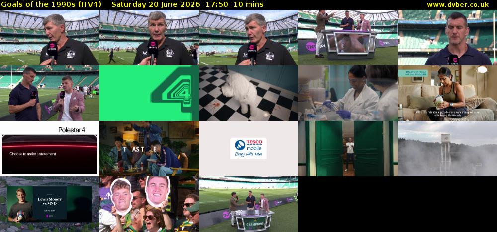 Goals of the 1990s (ITV4) Saturday 20 June 2026 17:50 - 18:00