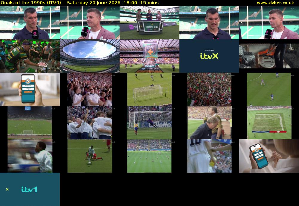 Goals of the 1990s (ITV4) Saturday 20 June 2026 18:00 - 18:15