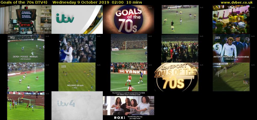 Goals of the 70s (ITV4) Wednesday 9 October 2019 02:00 - 02:10