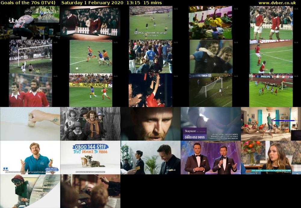 Goals of the 70s (ITV4) Saturday 1 February 2020 13:15 - 13:30