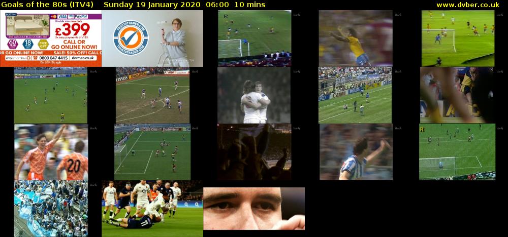 Goals of the 80s (ITV4) Sunday 19 January 2020 06:00 - 06:10