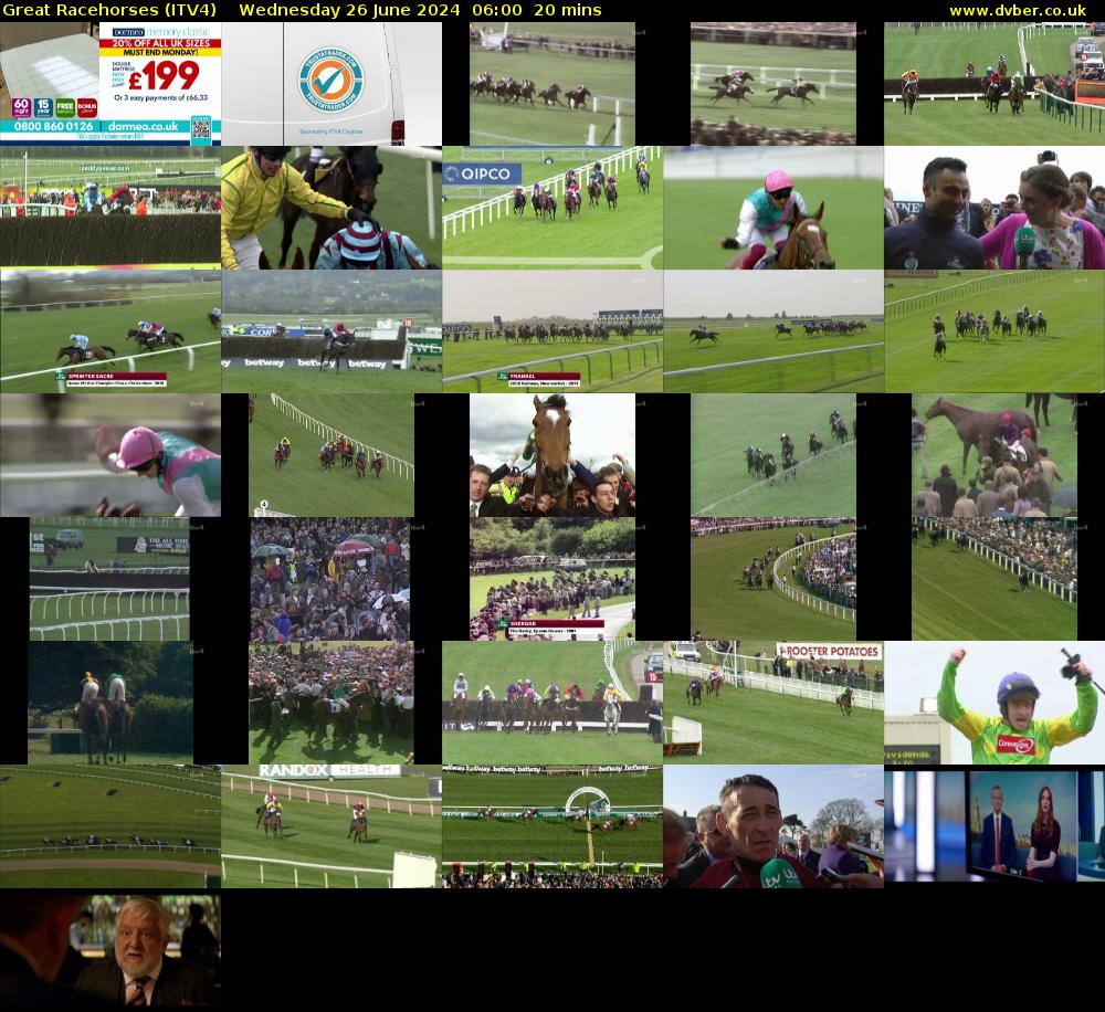 Great Racehorses (ITV4) Wednesday 26 June 2024 06:00 - 06:20