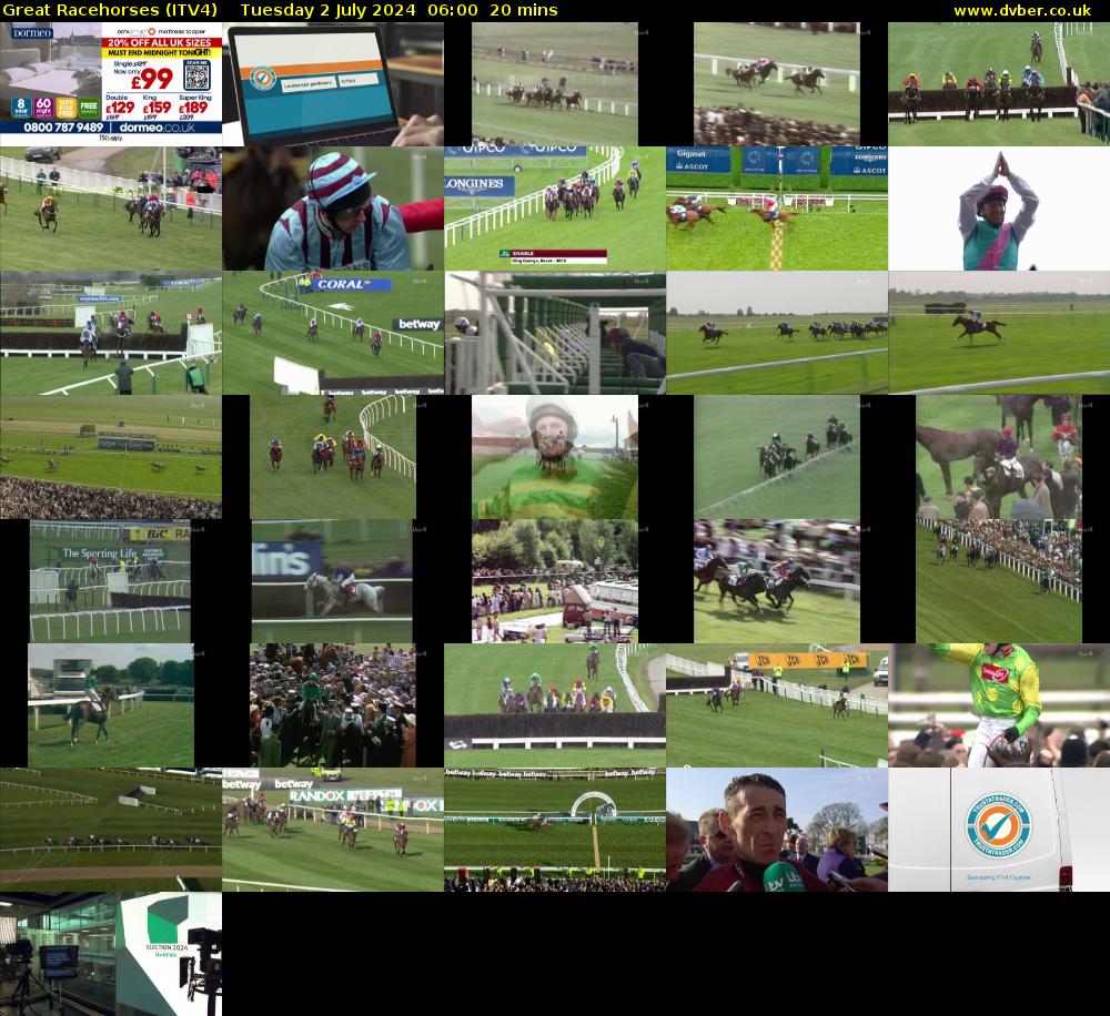 Great Racehorses (ITV4) Tuesday 2 July 2024 06:00 - 06:20