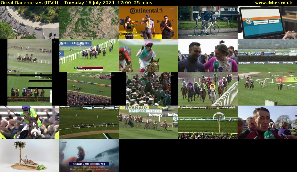 Great Racehorses (ITV4) Tuesday 16 July 2024 17:00 - 17:25