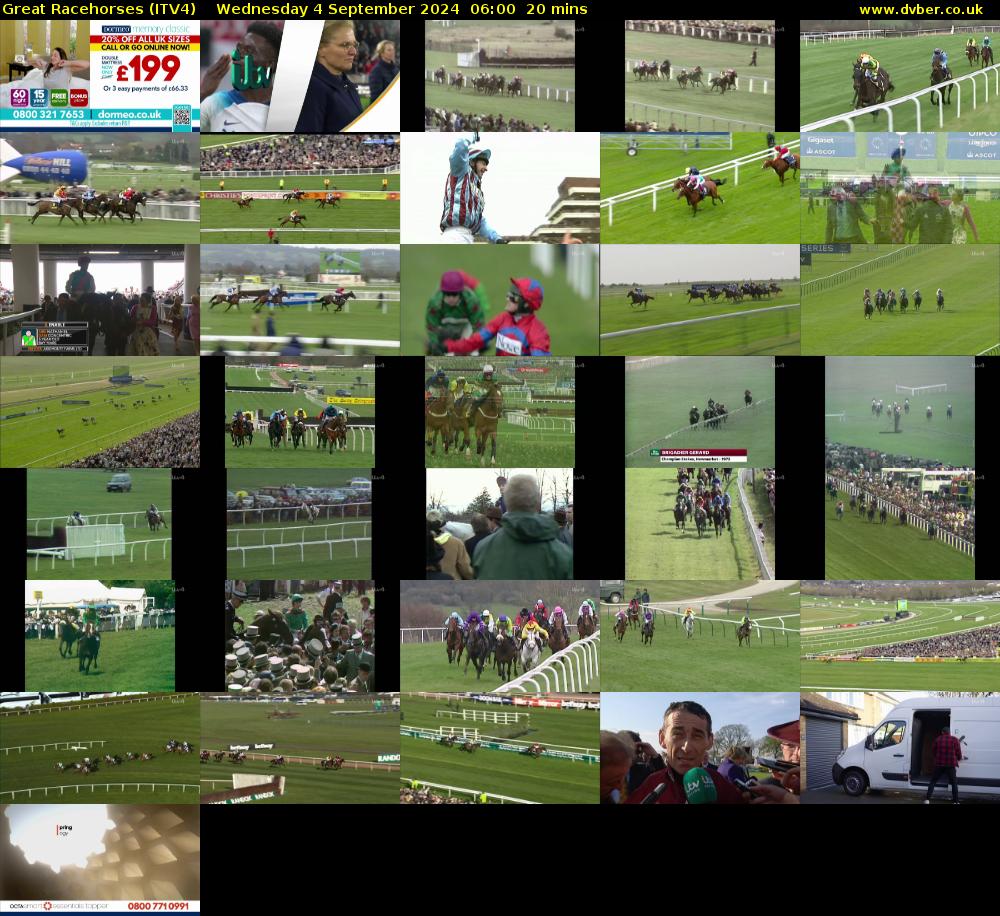 Great Racehorses (ITV4) Wednesday 4 September 2024 06:00 - 06:20