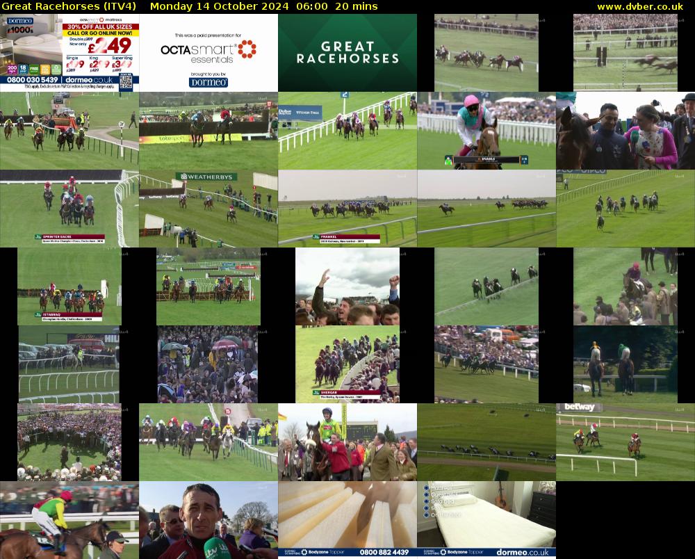 Great Racehorses (ITV4) Monday 14 October 2024 06:00 - 06:20