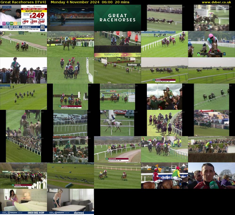 Great Racehorses (ITV4) Monday 4 November 2024 06:00 - 06:20