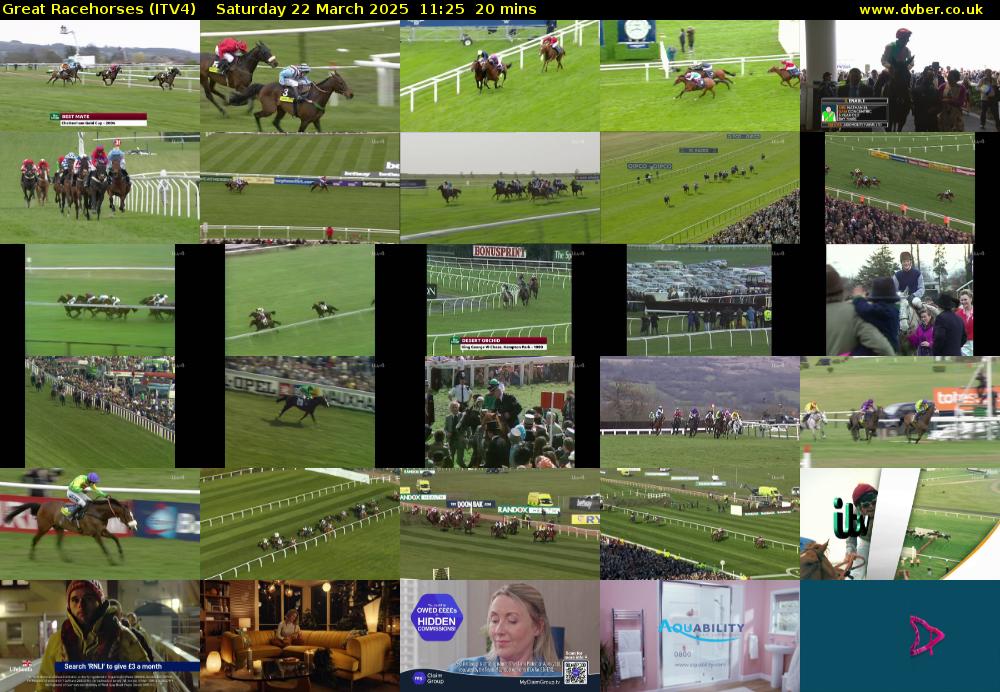 Great Racehorses (ITV4) Saturday 22 March 2025 11:25 - 11:45