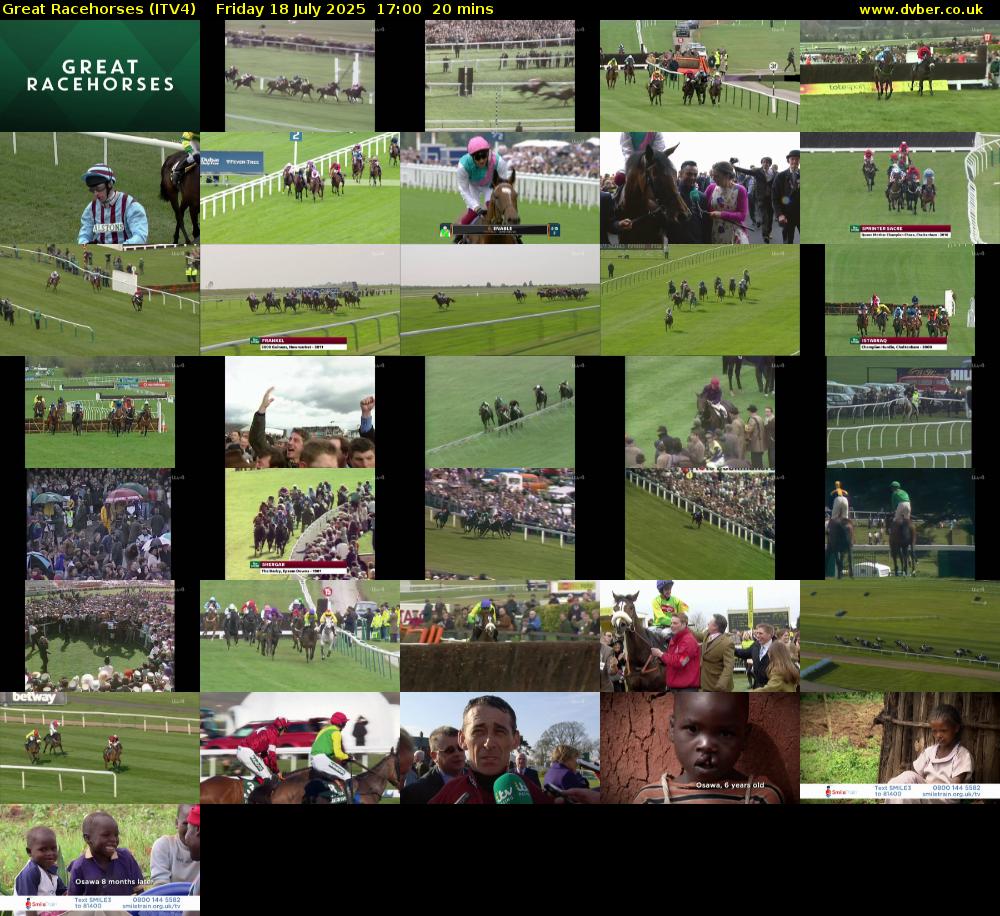 Great Racehorses (ITV4) Friday 18 July 2025 17:00 - 17:20