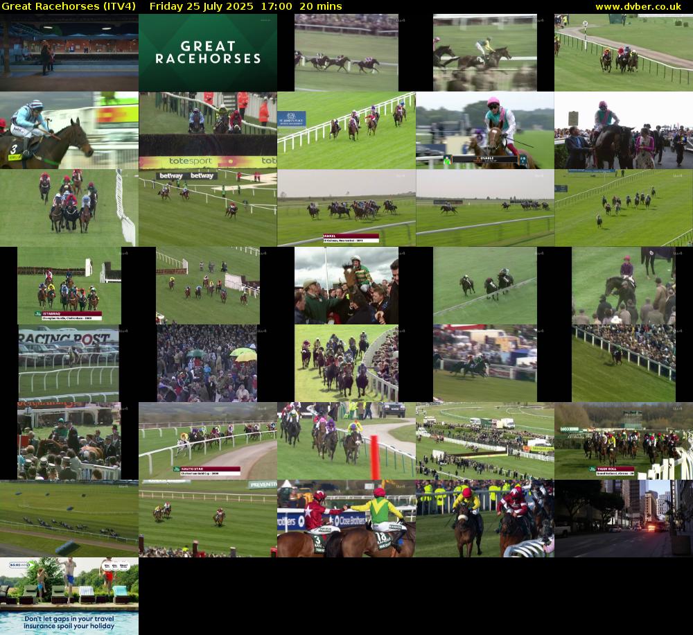 Great Racehorses (ITV4) Friday 25 July 2025 17:00 - 17:20