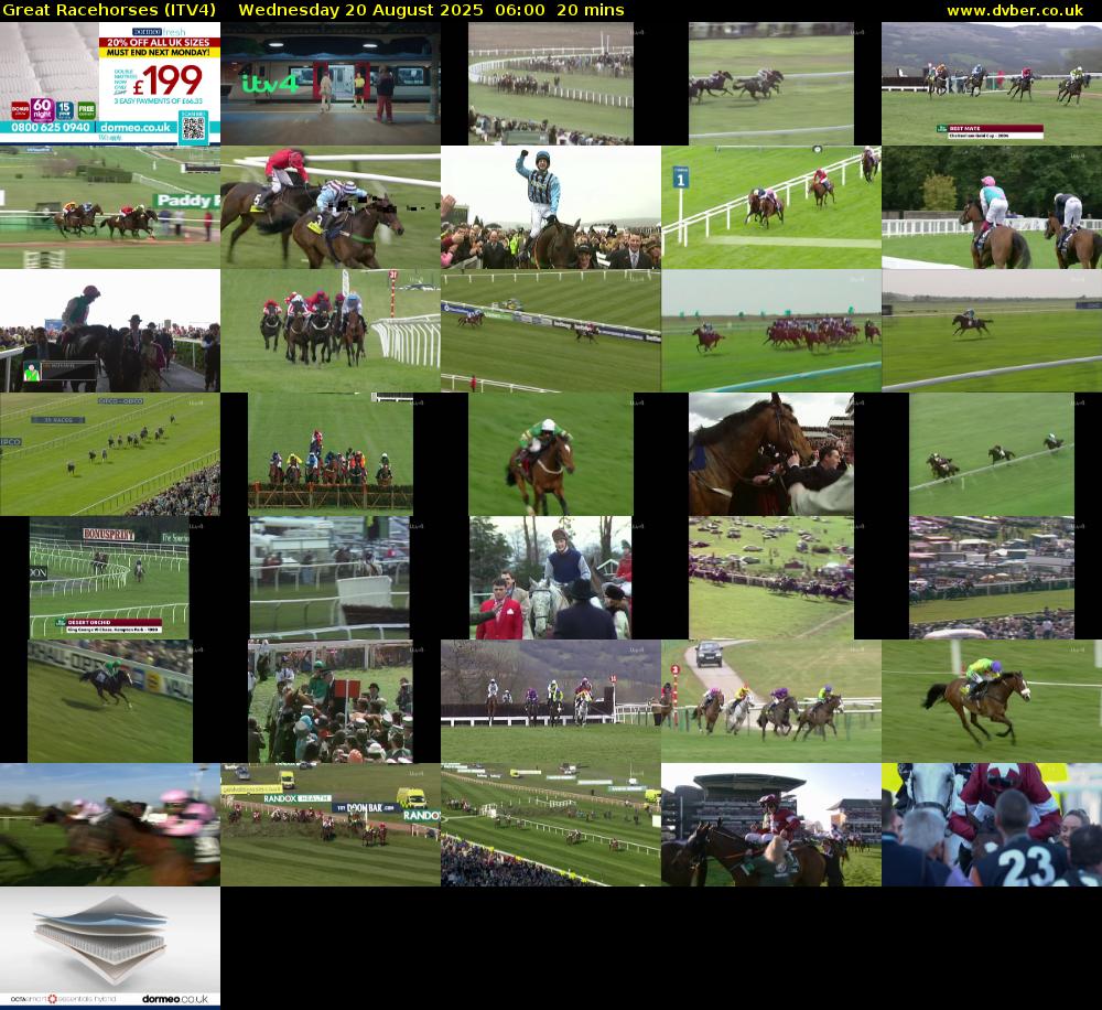 Great Racehorses (ITV4) Wednesday 20 August 2025 06:00 - 06:20