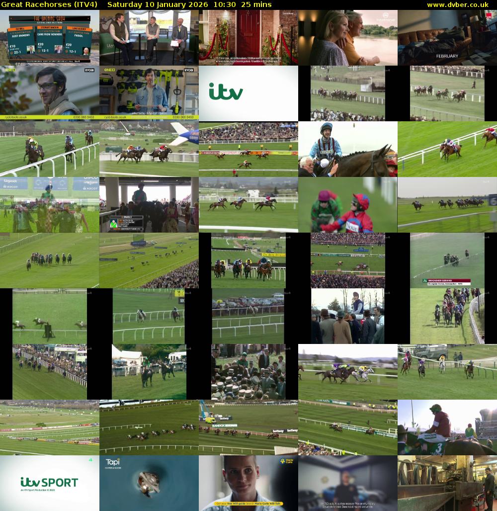 Great Racehorses (ITV4) Saturday 10 January 2026 10:30 - 10:55
