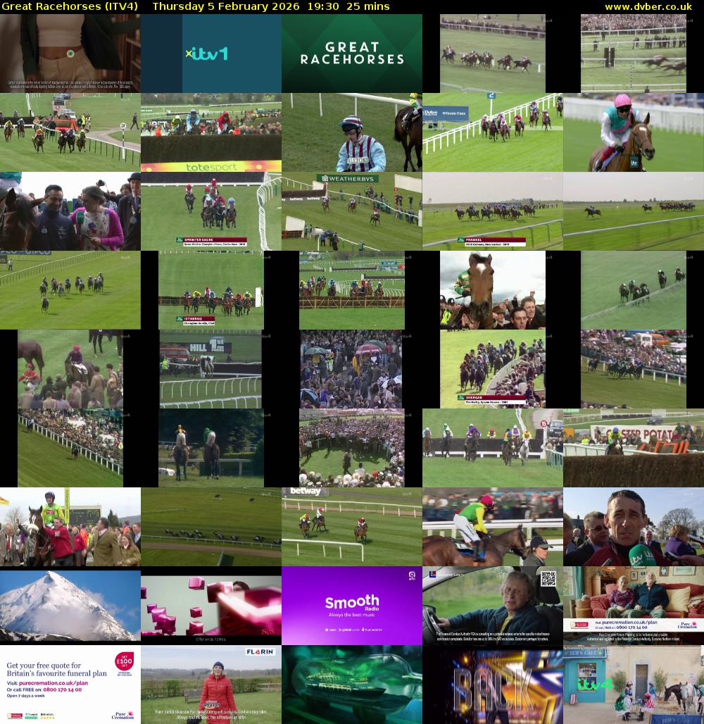 Great Racehorses (ITV4) Thursday 5 February 2026 19:30 - 19:55