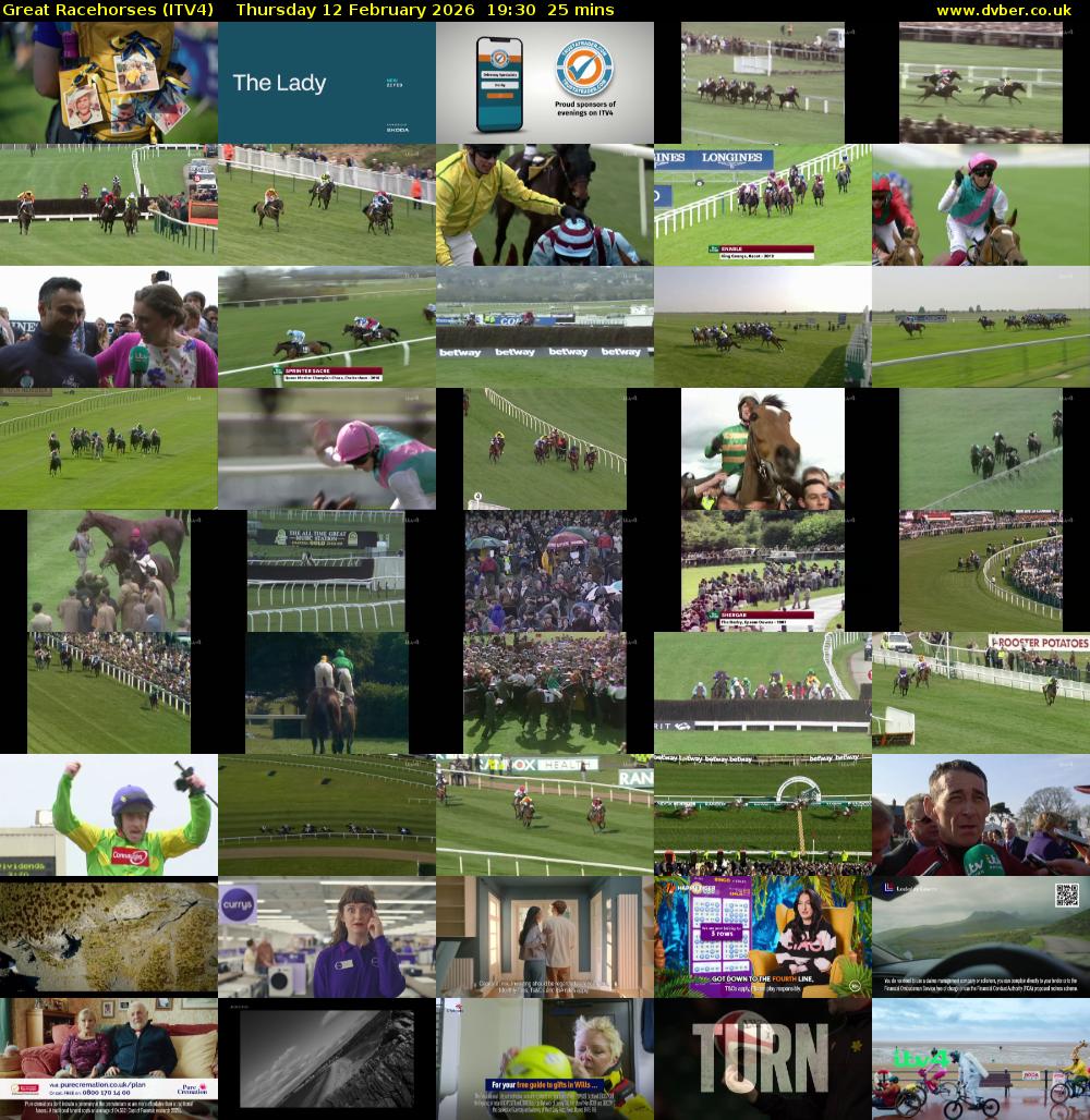 Great Racehorses (ITV4) Thursday 12 February 2026 19:30 - 19:55