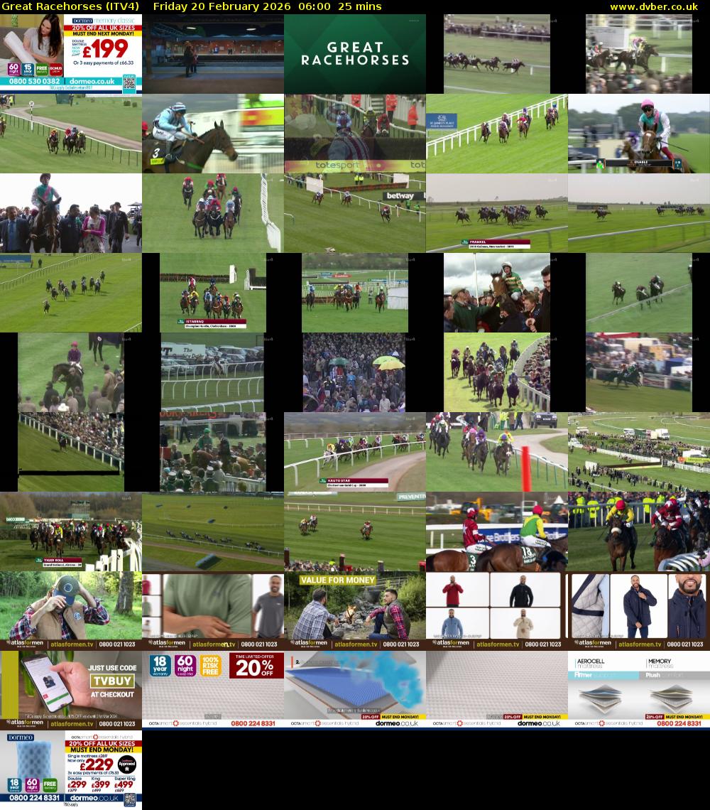 Great Racehorses (ITV4) Friday 20 February 2026 06:00 - 06:25
