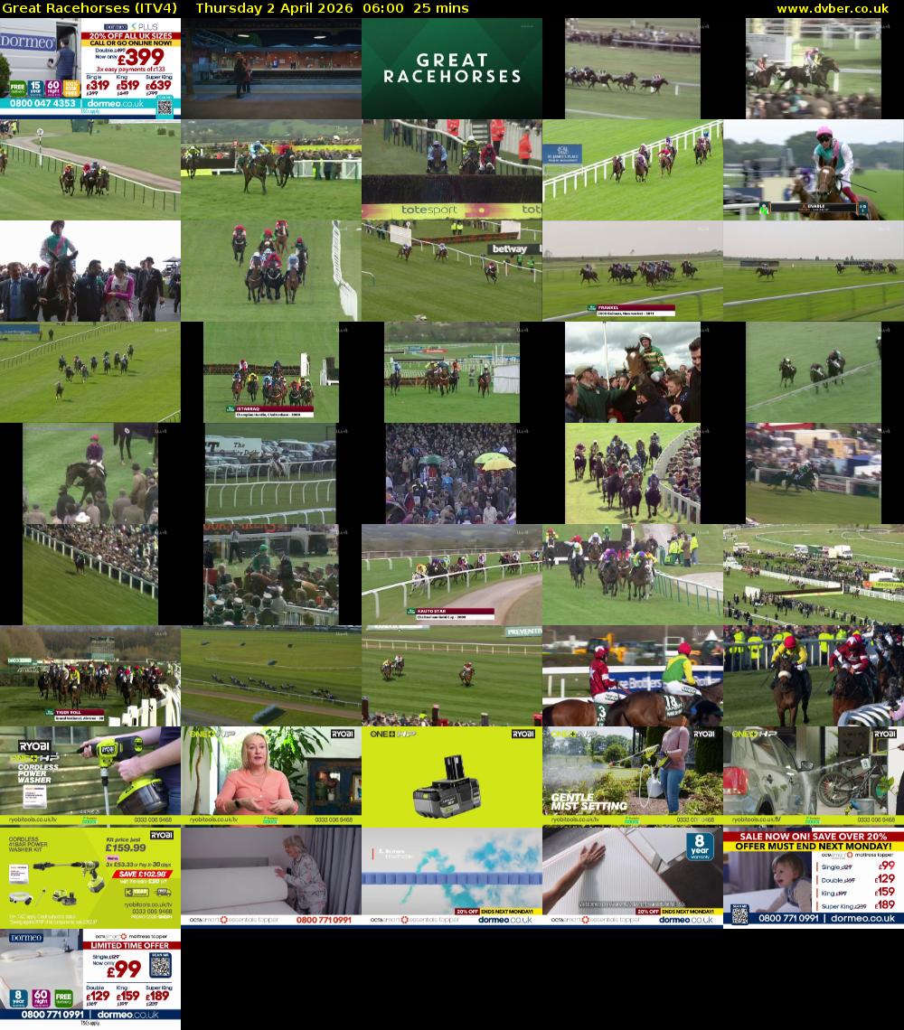 Great Racehorses (ITV4) Thursday 2 April 2026 06:00 - 06:25