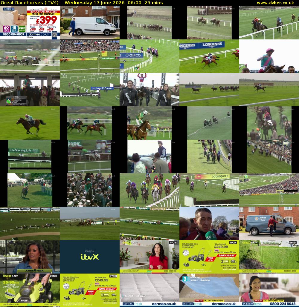 Great Racehorses (ITV4) Wednesday 17 June 2026 06:00 - 06:25
