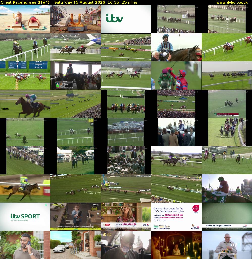 Great Racehorses (ITV4) Saturday 15 August 2026 16:35 - 17:00
