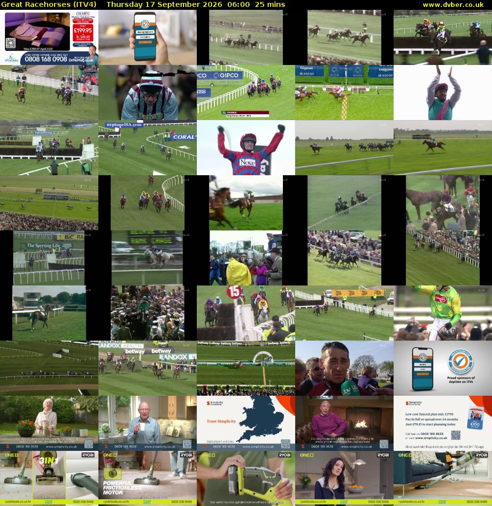 Great Racehorses (ITV4) Thursday 17 September 2026 06:00 - 06:25
