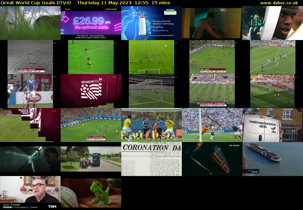 Great World Cup Goals (ITV4) Thursday 11 May 2023 12:55 - 13:10