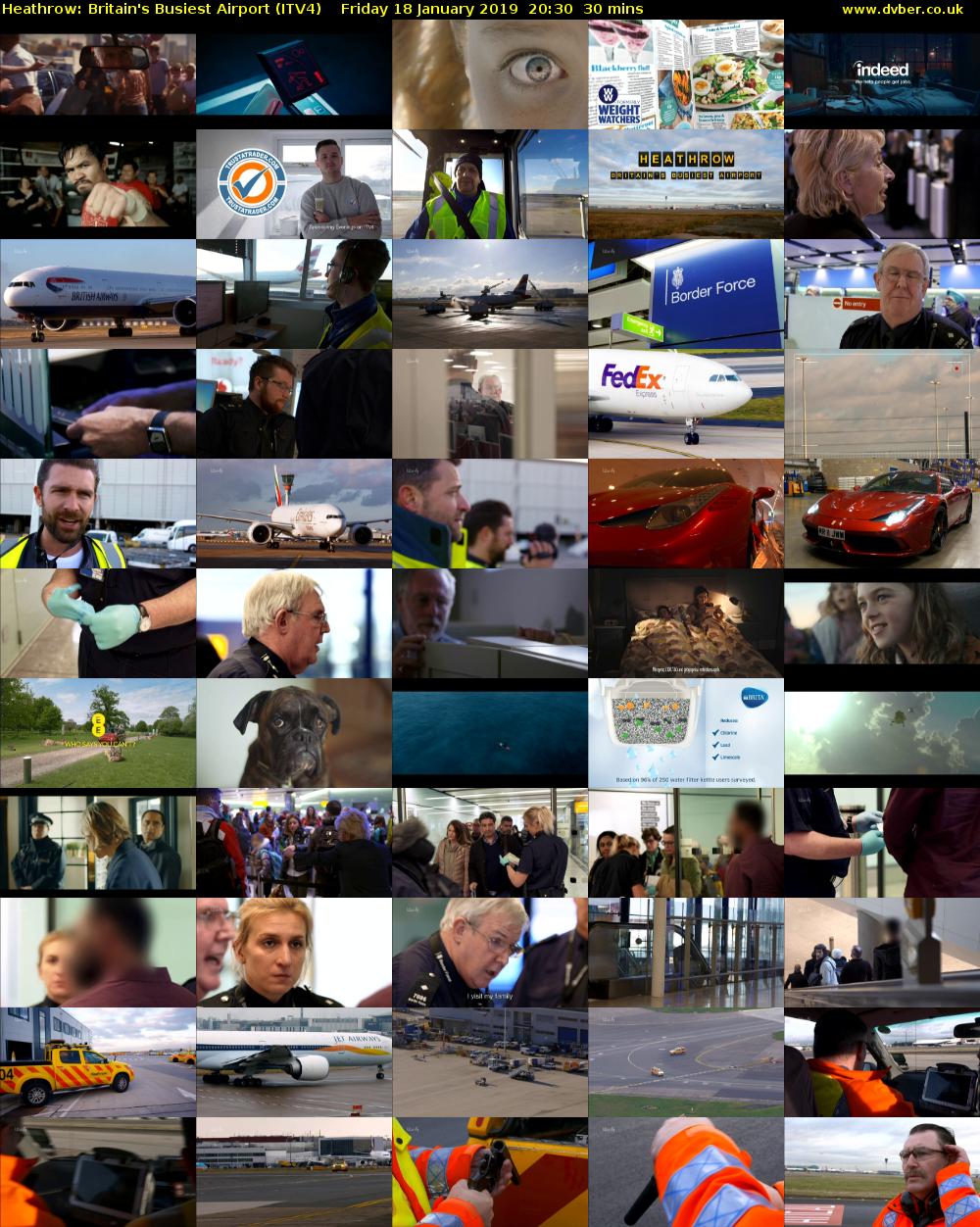 Heathrow: Britain's Busiest Airport (ITV4) Friday 18 January 2019 20:30 - 21:00