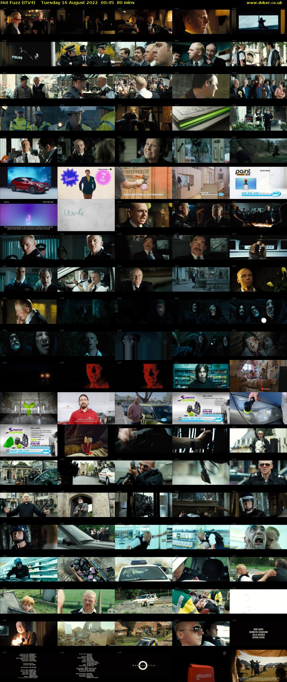 Hot Fuzz (ITV4) Tuesday 16 August 2022 00:45 - 02:05