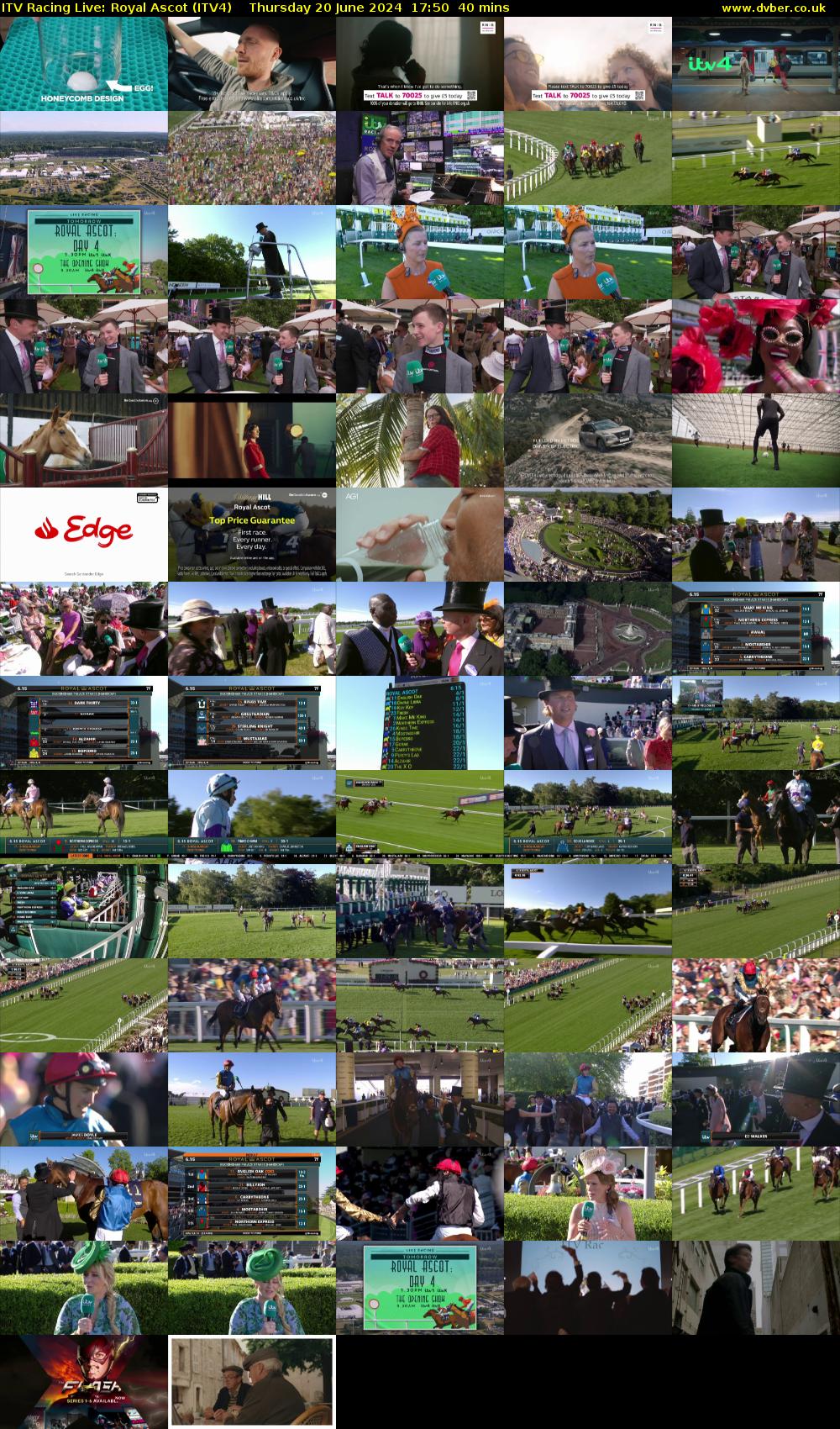 ITV Racing Live: Royal Ascot (ITV4) Thursday 20 June 2024 17:50 - 18:30