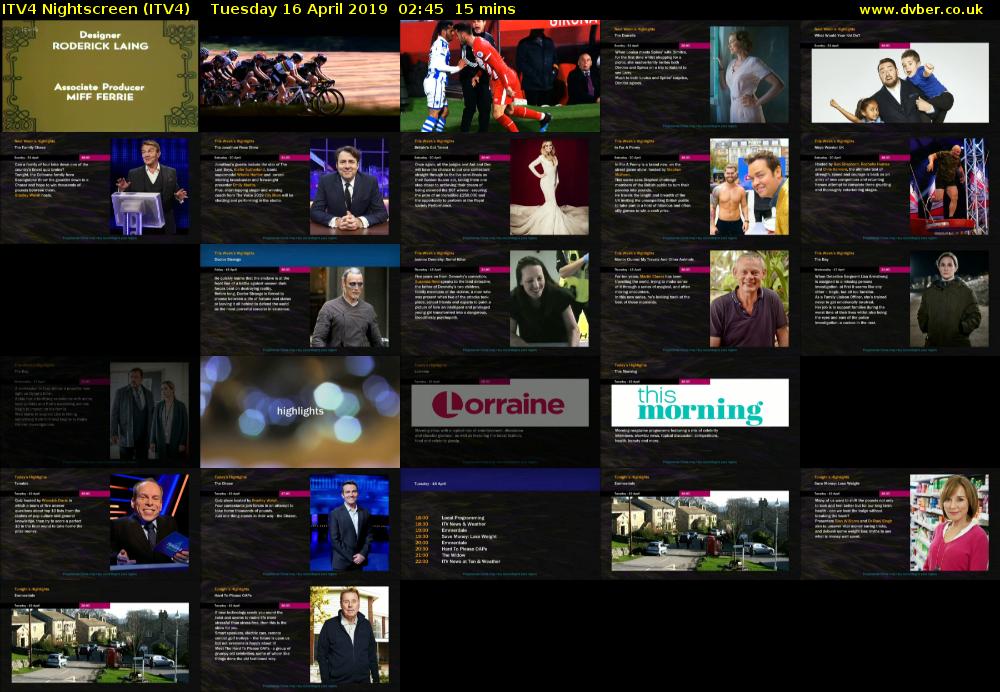 ITV4 Nightscreen (ITV4) Tuesday 16 April 2019 02:45 - 03:00