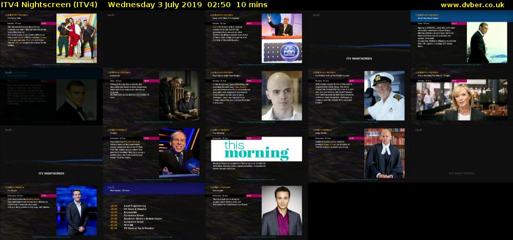ITV4 Nightscreen (ITV4) Wednesday 3 July 2019 02:50 - 03:00