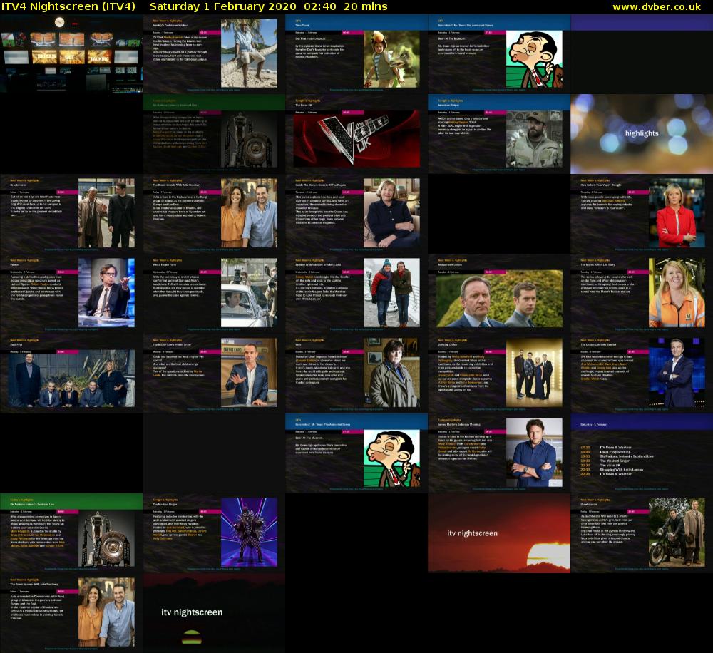 ITV4 Nightscreen (ITV4) Saturday 1 February 2020 02:40 - 03:00