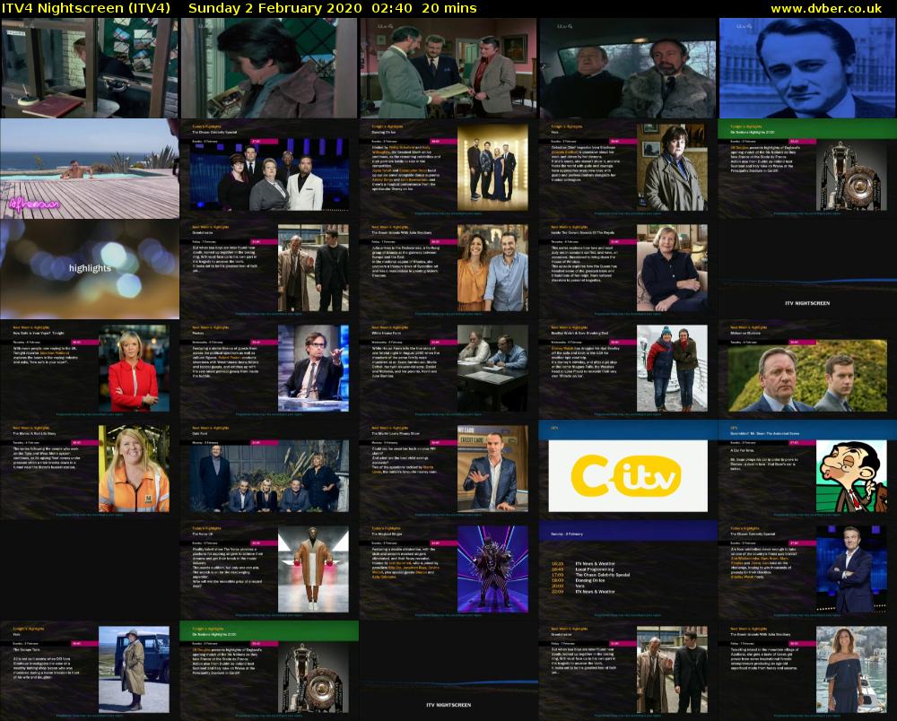 ITV4 Nightscreen (ITV4) Sunday 2 February 2020 02:40 - 03:00