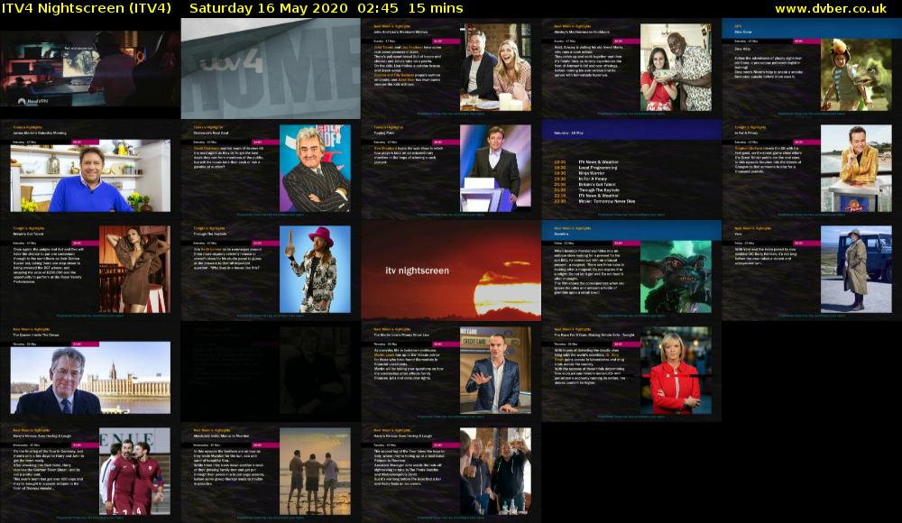 ITV4 Nightscreen (ITV4) Saturday 16 May 2020 02:45 - 03:00