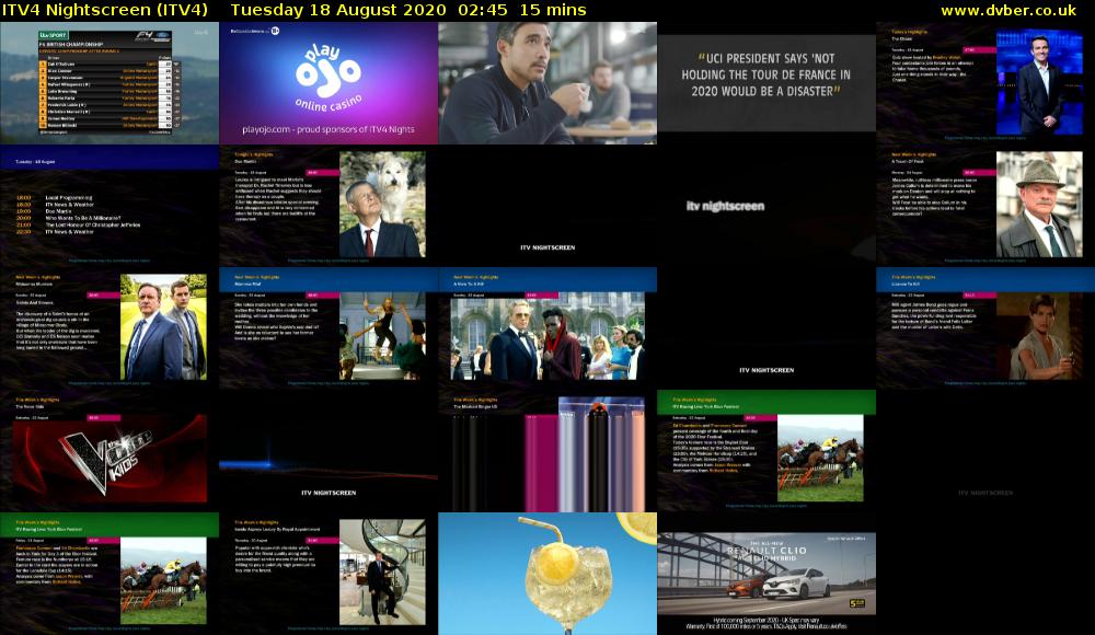 ITV4 Nightscreen (ITV4) Tuesday 18 August 2020 02:45 - 03:00
