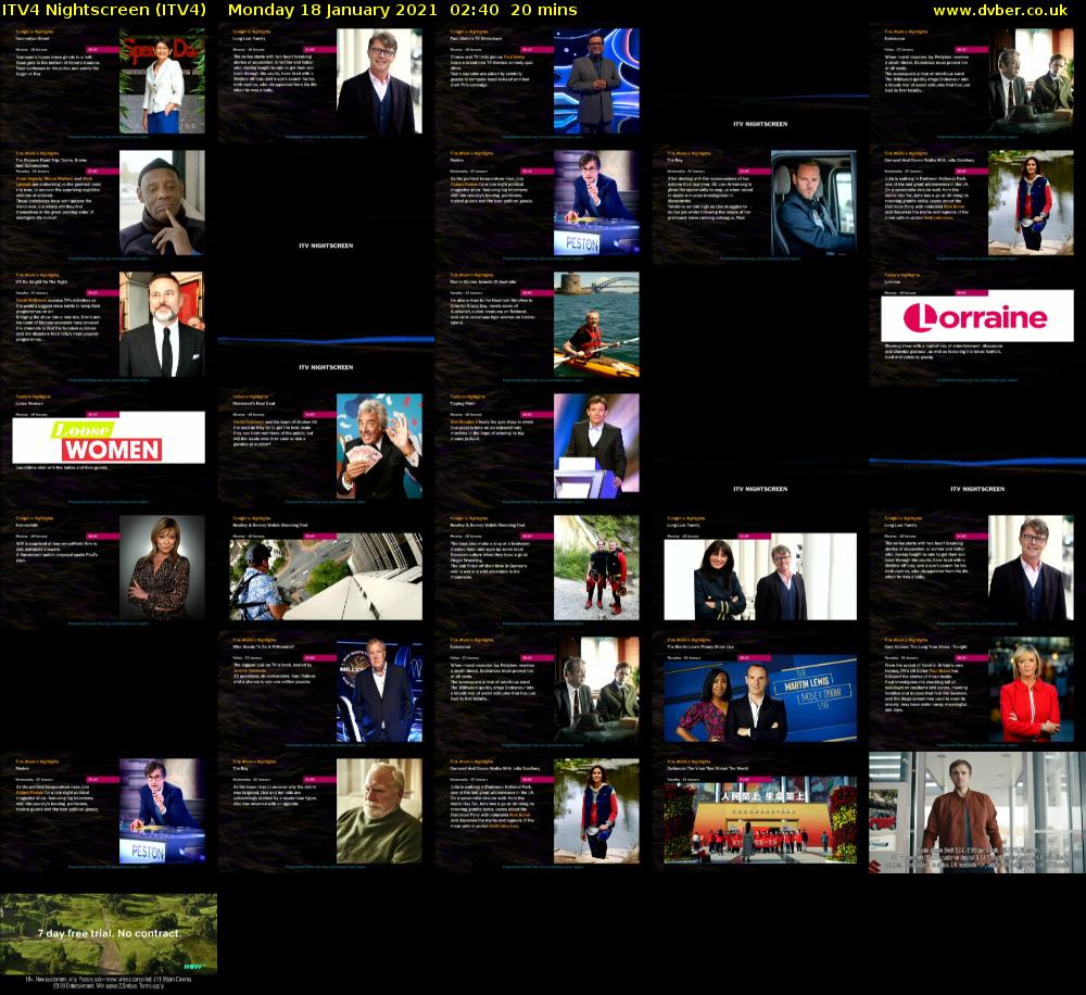 ITV4 Nightscreen (ITV4) Monday 18 January 2021 02:40 - 03:00