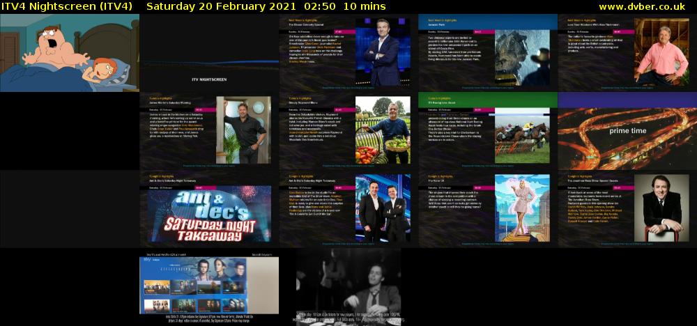 ITV4 Nightscreen (ITV4) Saturday 20 February 2021 02:50 - 03:00
