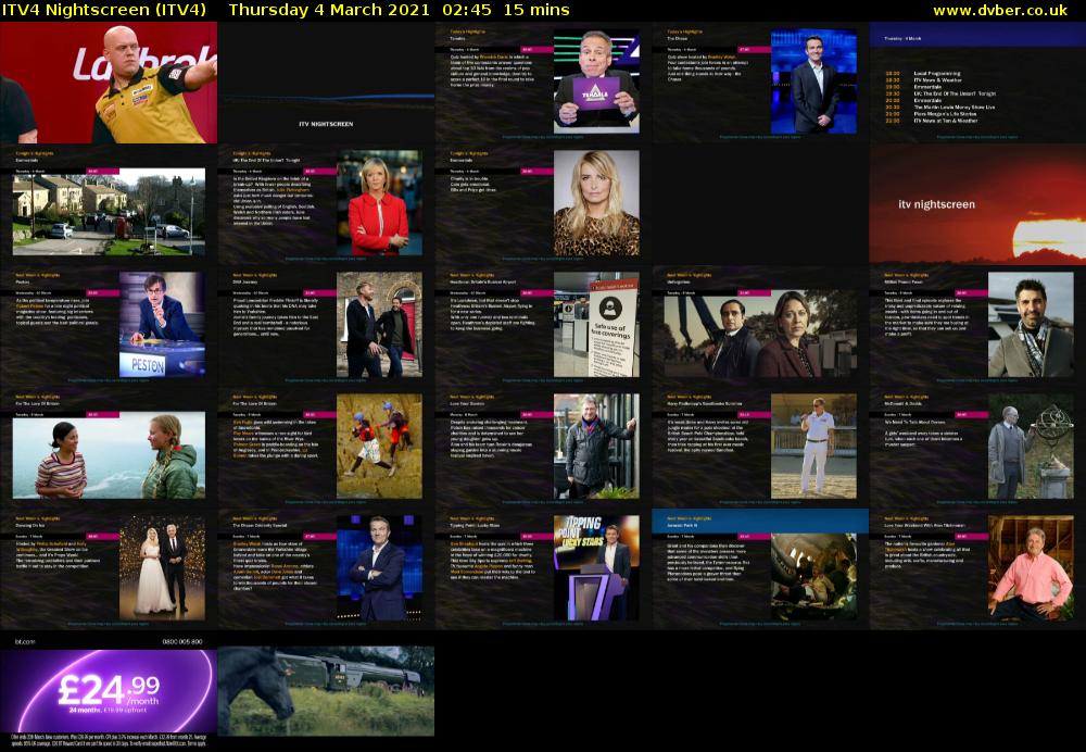 ITV4 Nightscreen (ITV4) Thursday 4 March 2021 02:45 - 03:00