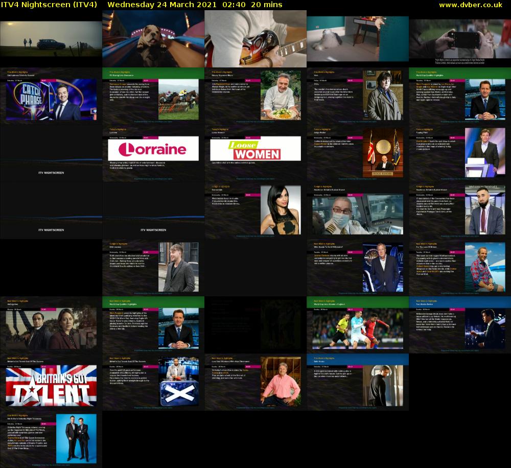 ITV4 Nightscreen (ITV4) Wednesday 24 March 2021 02:40 - 03:00
