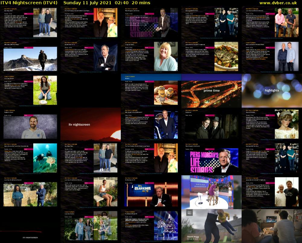 ITV4 Nightscreen (ITV4) Sunday 11 July 2021 02:40 - 03:00