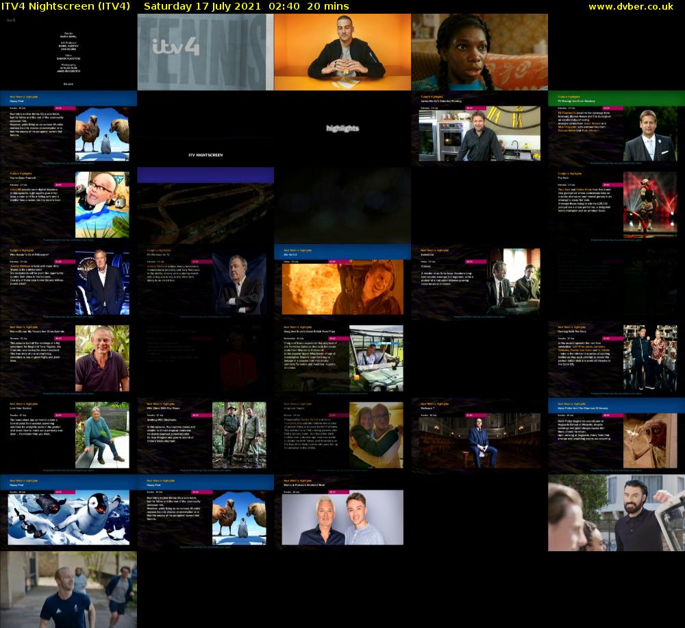 ITV4 Nightscreen (ITV4) Saturday 17 July 2021 02:40 - 03:00