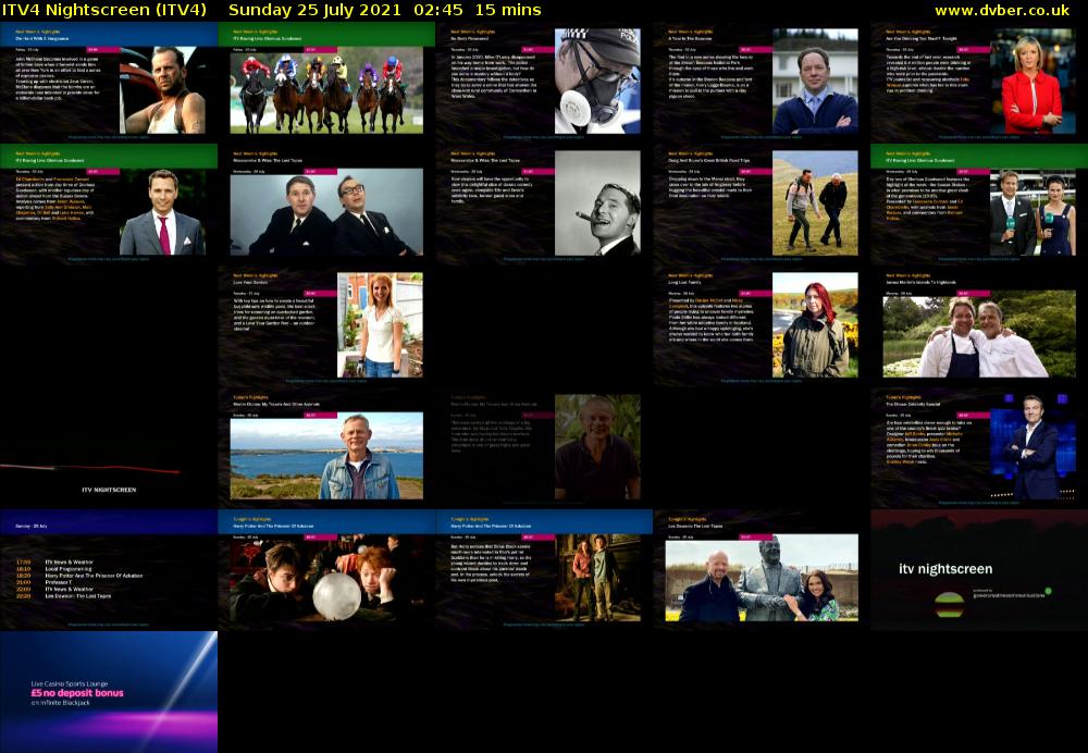 ITV4 Nightscreen (ITV4) Sunday 25 July 2021 02:45 - 03:00