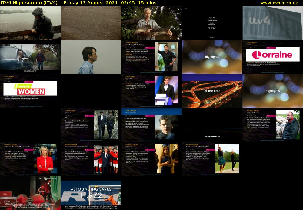 ITV4 Nightscreen (ITV4) Friday 13 August 2021 02:45 - 03:00