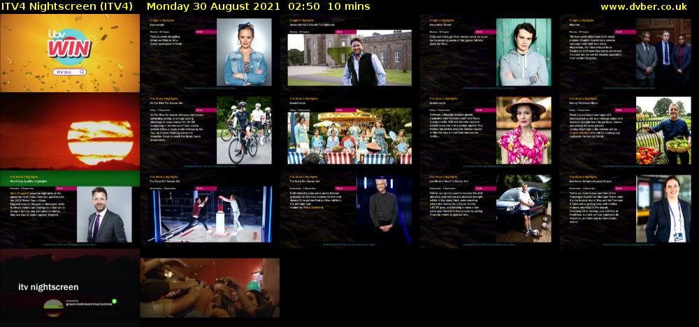 ITV4 Nightscreen (ITV4) Monday 30 August 2021 02:50 - 03:00