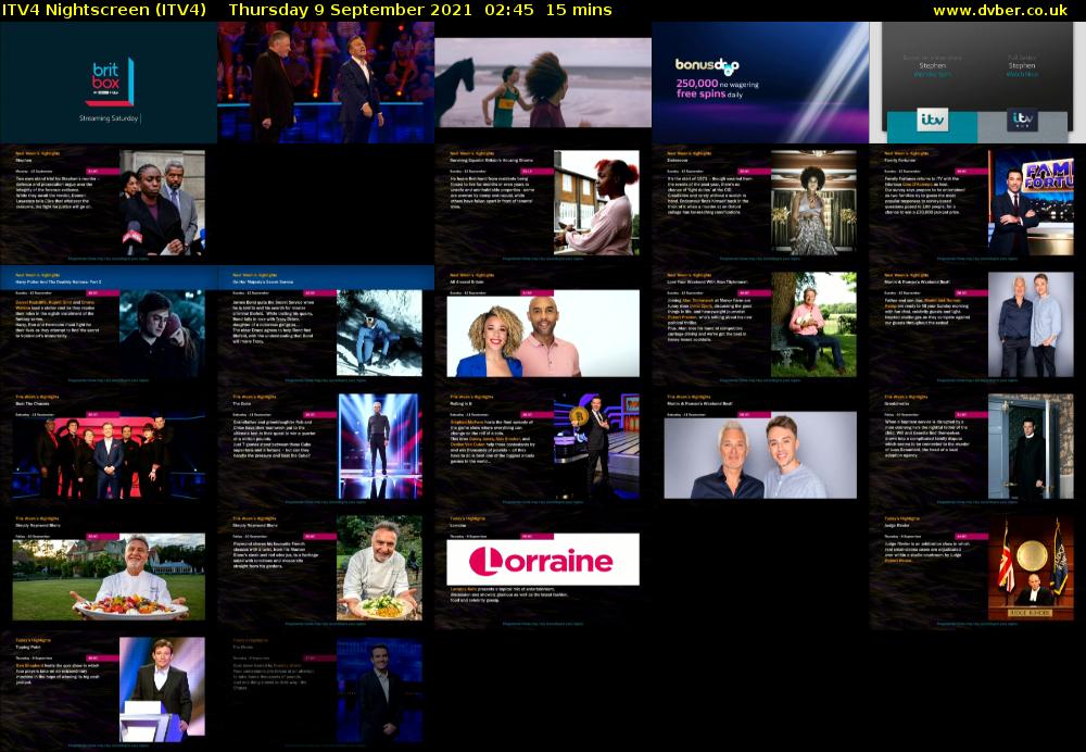 ITV4 Nightscreen (ITV4) Thursday 9 September 2021 02:45 - 03:00