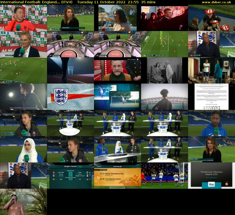 International Football: England... (ITV4) Tuesday 11 October 2022 21:55 - 22:30