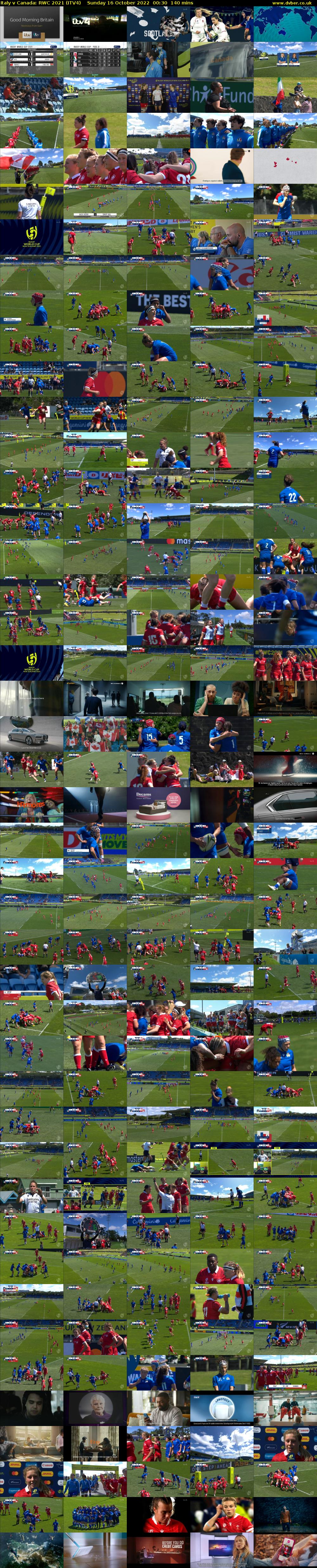 Italy v Canada: RWC 2021 (ITV4) Sunday 16 October 2022 00:30 - 02:50