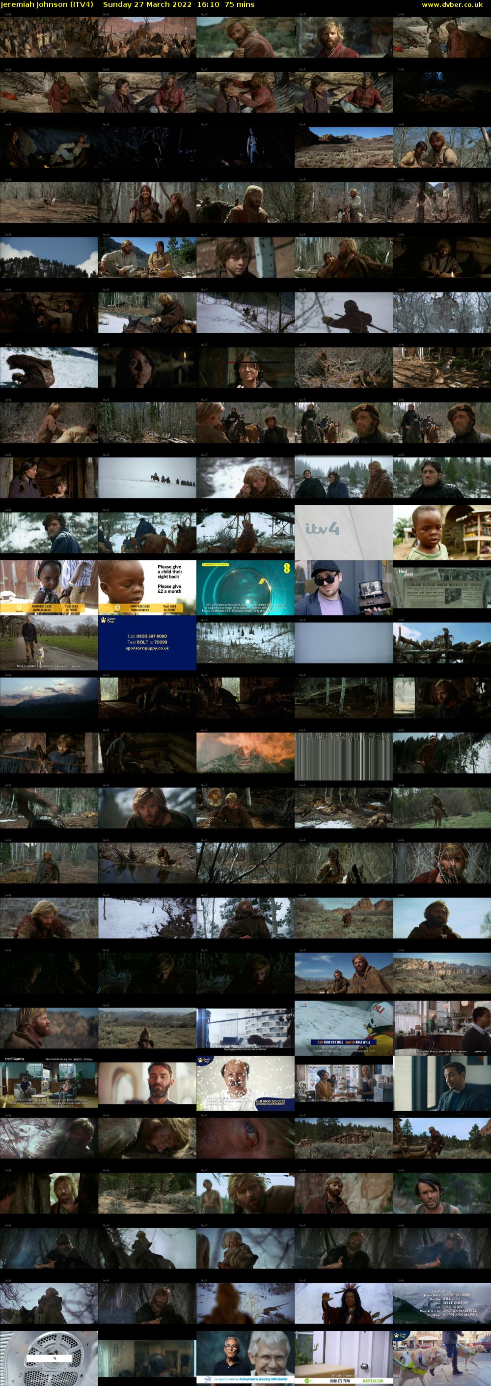 Jeremiah Johnson (ITV4) Sunday 27 March 2022 16:10 - 17:25